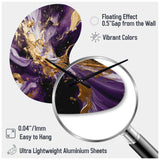 Purple and Gold Liquid Magic III - Asymmetric Metal Wall Clock