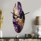 Purple and Gold Liquid Magic III - Asymmetric Metal Wall Clock