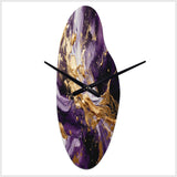Purple and Gold Liquid Magic III - Asymmetric Metal Wall Clock