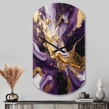 Purple and Gold Liquid Magic III - Asymmetric Metal Wall Clock