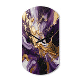 Purple and Gold Liquid Magic III - Asymmetric Metal Wall Clock