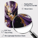 Purple and Gold Liquid Magic III - Asymmetric Metal Wall Clock