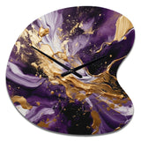 Purple and Gold Liquid Magic III - Asymmetric Metal Wall Clock
