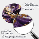 Purple and Gold Liquid Magic III - Asymmetric Metal Wall Clock