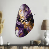 Purple and Gold Liquid Magic III - Asymmetric Metal Wall Clock