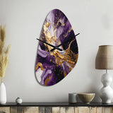 Purple and Gold Liquid Magic III - Asymmetric Metal Wall Clock