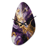 Purple and Gold Liquid Magic III - Asymmetric Metal Wall Clock