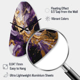 Purple and Gold Liquid Magic III - Asymmetric Metal Wall Clock