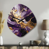 Purple and Gold Liquid Magic III - Asymmetric Metal Wall Clock