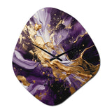 Purple and Gold Liquid Magic III - Asymmetric Metal Wall Clock