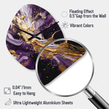 Purple and Gold Liquid Magic III - Asymmetric Metal Wall Clock