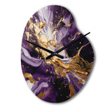 Purple and Gold Liquid Magic III - Asymmetric Metal Wall Clock