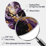 Purple and Gold Liquid Magic III - Asymmetric Metal Wall Clock