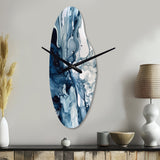 Blue Grey Ethereal Elixir I - Asymmetric Metal Wall Clock