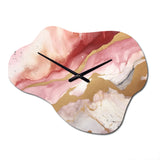 Pink and Gold Enchanted Spills I - Asymmetric Metal Wall Clock