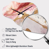 Pink and Gold Enchanted Spills I - Asymmetric Metal Wall Clock