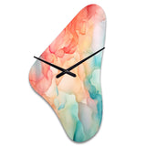 Orange and Teal Enchanted Spills - Asymmetric Metal Wall Clock