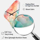 Orange and Teal Enchanted Spills - Asymmetric Metal Wall Clock