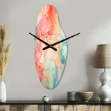 Orange and Teal Enchanted Spills - Asymmetric Metal Wall Clock
