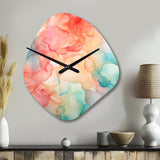 Orange and Teal Enchanted Spills - Asymmetric Metal Wall Clock
