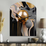 Gold and Black Mystic M?ange II - Asymmetric Metal Wall Clock