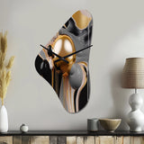 Gold and Black Mystic M?ange II - Asymmetric Metal Wall Clock