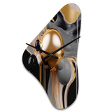 Gold and Black Mystic M?ange II - Asymmetric Metal Wall Clock