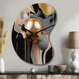 Gold and Black Mystic M?ange II - Asymmetric Metal Wall Clock