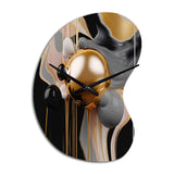 Gold and Black Mystic M?ange II - Asymmetric Metal Wall Clock