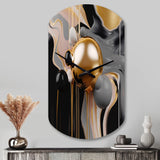 Gold and Black Mystic M?ange II - Asymmetric Metal Wall Clock