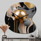Gold and Black Mystic M?ange II - Asymmetric Metal Wall Clock