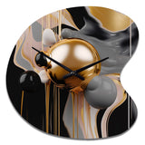 Gold and Black Mystic M?ange II - Asymmetric Metal Wall Clock