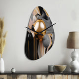 Gold and Black Mystic M?ange II - Asymmetric Metal Wall Clock