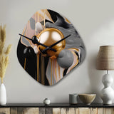 Gold and Black Mystic M?ange II - Asymmetric Metal Wall Clock