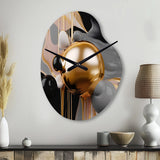 Gold and Black Mystic M?ange II - Asymmetric Metal Wall Clock