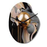Gold and Black Mystic M?ange II - Asymmetric Metal Wall Clock