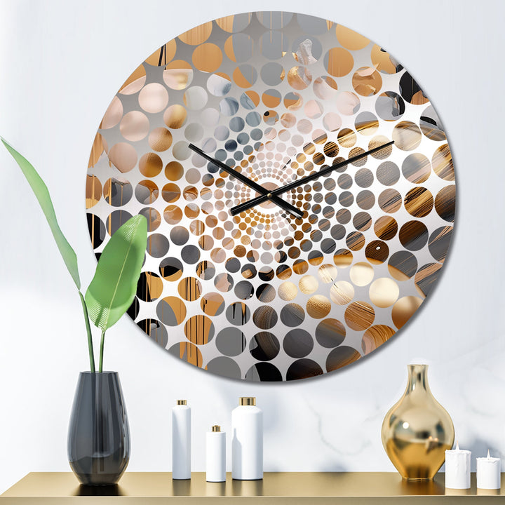 Gold and Grey Mystic M?ange - Abstract Metal Wall Clock