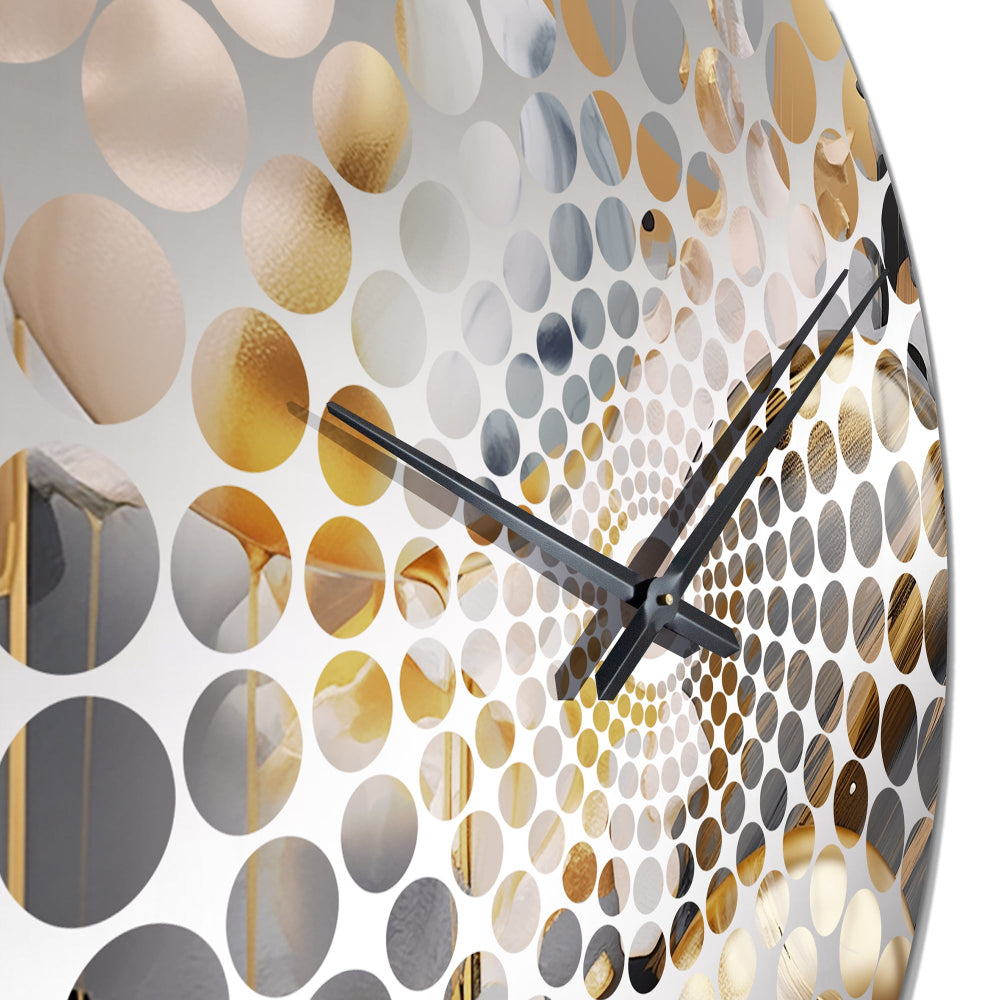 Gold and Grey Mystic M?ange - Abstract Metal Wall Clock