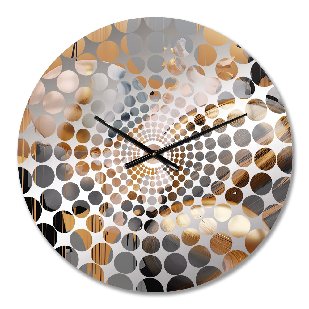 Gold and Grey Mystic M?ange - Abstract Metal Wall Clock