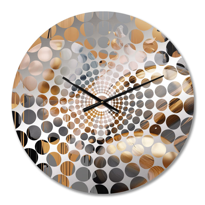 Gold and Grey Mystic M?ange - Abstract Metal Wall Clock