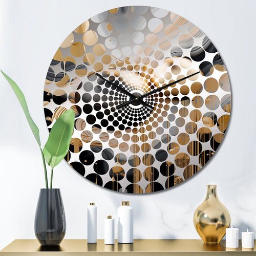 Gold and Black Mystic M?ange IV - Abstract Metal Wall Clock