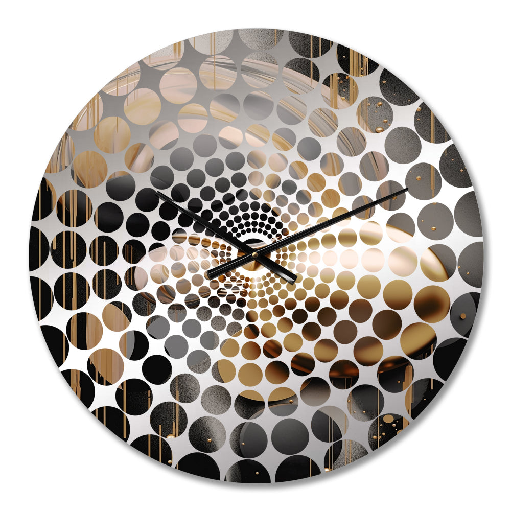 Gold and Black Mystic M?ange VI - Abstract Metal Wall Clock