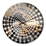 Gold and Black Mystic M?ange VI - Abstract Metal Wall Clock
