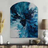 Teal and Black Aqueous Whimsy I - Asymmetric Metal Wall Clock