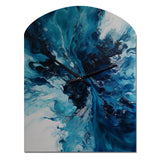 Teal and Black Aqueous Whimsy I - Asymmetric Metal Wall Clock