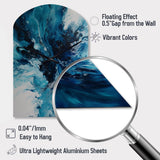 Teal and Black Aqueous Whimsy I - Asymmetric Metal Wall Clock