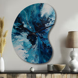 Teal and Black Aqueous Whimsy I - Asymmetric Metal Wall Clock