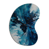 Teal and Black Aqueous Whimsy I - Asymmetric Metal Wall Clock
