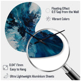 Teal and Black Aqueous Whimsy I - Asymmetric Metal Wall Clock