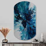 Teal and Black Aqueous Whimsy I - Asymmetric Metal Wall Clock